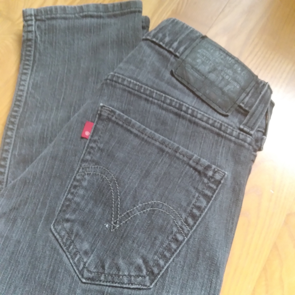 Levi's 511 Blackwashed Distressed Kids Straight Leg Jeans 29x32